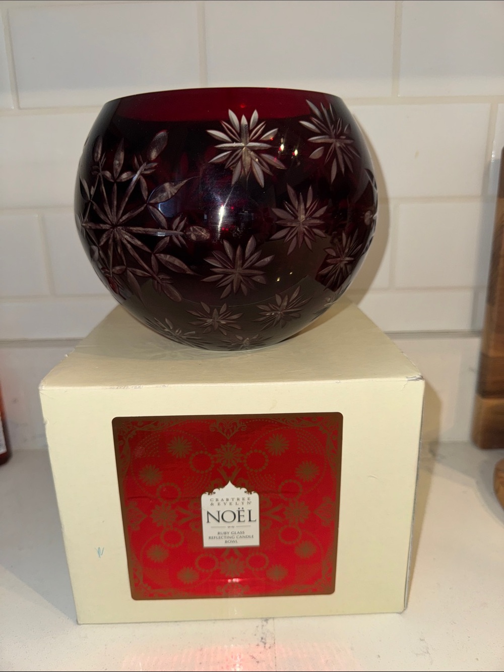 Vintage Lenox Ruby Red reflecting candle bowl